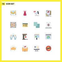 User Interface Pack of 16 Basic Flat Colors of bathroom sketch megaphone page design Editable Pack of Creative Vector Design Elements