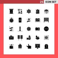 25 Universal Solid Glyphs Set for Web and Mobile Applications shower list data document clip Editable Vector Design Elements