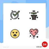 Stock Vector Icon Pack of 4 Line Signs and Symbols for accept emoji acknowledge nature faint Editable Vector Design Elements