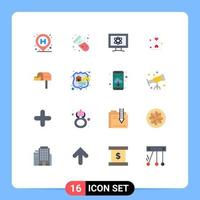 Modern Set of 16 Flat Colors and symbols such as letter box hour atom glass heart Editable Pack of Creative Vector Design Elements