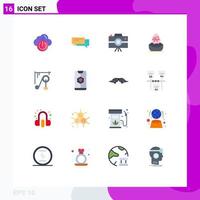 Group of 16 Flat Colors Signs and Symbols for easter gift conversation professional camera handycam Editable Pack of Creative Vector Design Elements