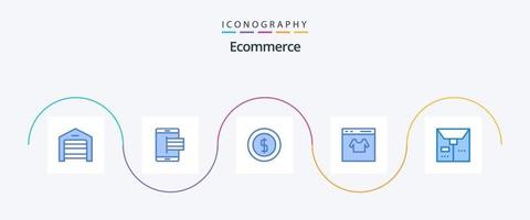 paquete de iconos azul 5 de comercio electrónico que incluye compras. en línea. pagar. crédito. dinero vector