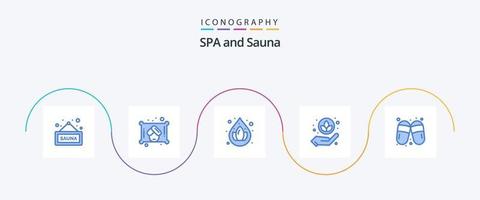 paquete de iconos sauna blue 5 que incluye . sauna. loto. mujer. loto vector