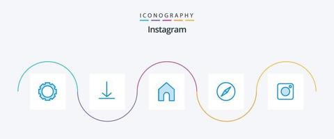 paquete de iconos de instagram blue 5 que incluye . social. interfaz. foto. cámara vector