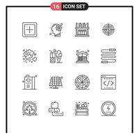 16 Universal Outlines Set for Web and Mobile Applications cash aim process target shelf Editable Vector Design Elements