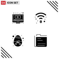 Stock Vector Icon Pack of 4 Line Signs and Symbols for computer gift youtube wifi archive Editable Vector Design Elements