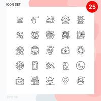 conjunto de 25 iconos de interfaz de usuario modernos signos de símbolos para ayuda de proceso gafas de sol de contacto deslizante elementos de diseño vectorial editables vector