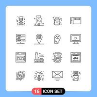 16 Thematic Vector Outlines and Editable Symbols of server hosting baby tablet draw Editable Vector Design Elements