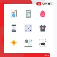 Pictogram Set of 9 Simple Flat Colors of game telephone decoration smartphone mobile Editable Vector Design Elements