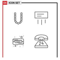 Set of 4 Commercial Filledline Flat Colors pack for accesoris hard neckles cooler hard Editable Vector Design Elements