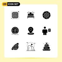 9 iconos creativos signos y símbolos modernos de velocidad de ubicación medidor de cine elementos de diseño vectorial editables vector