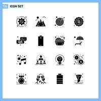 Set of 16 Modern UI Icons Symbols Signs for battery qa goals answer sticker Editable Vector Design Elements