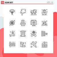 Set of 16 Vector Outlines on Grid for hierarchy design direction concept builder Editable Vector Design Elements