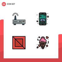 4 User Interface Filledline Flat Color Pack of modern Signs and Symbols of device design education gallery date Editable Vector Design Elements