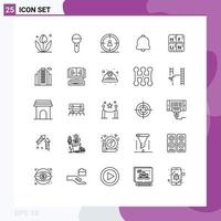 Mobile Interface Line Set of 25 Pictograms of table sound sound notification alert Editable Vector Design Elements