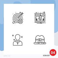 User Interface Pack of 4 Basic Filledline Flat Colors of fail christian target activity male Editable Vector Design Elements