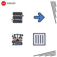 Universal Icon Symbols Group of 4 Modern Filledline Flat Colors of database laws arrow right care Editable Vector Design Elements