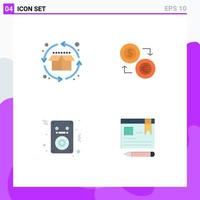 User Interface Pack of 4 Basic Flat Icons of cycle finance product cycle currency money Editable Vector Design Elements