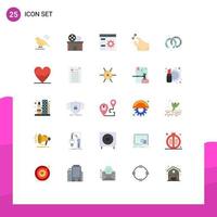 Pack of 25 Modern Flat Colors Signs and Symbols for Web Print Media such as earrings squeeze app hand management Editable Vector Design Elements