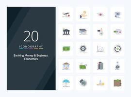 20 Banking Money And Business Economics Flat Color icon for presentation vector