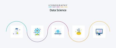 Data Science Flat 5 Icon Pack Including code. filter. connect. conversion. web vector