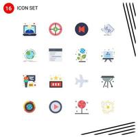 16 Universal Flat Colors Set for Web and Mobile Applications globe network target circuit board Editable Pack of Creative Vector Design Elements