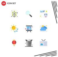 Flat Color Pack of 9 Universal Symbols of presentation skin data dry skin mail Editable Vector Design Elements