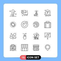 Universal Icon Symbols Group of 16 Modern Outlines of scary ghost business face savings Editable Vector Design Elements