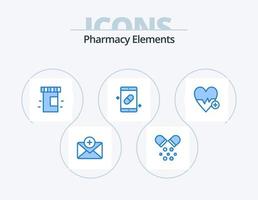 Pharmacy Elements Blue Icon Pack 5 Icon Design. beat. medical. medicine. pills. medical vector