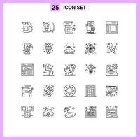 Universal Icon Symbols Group of 25 Modern Lines of interface developer date phone interface Editable Vector Design Elements