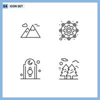 Pictogram Set of 4 Simple Filledline Flat Colors of mountains eid travel gear tower Editable Vector Design Elements