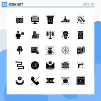 User Interface Pack of 25 Basic Solid Glyphs of protein money recycle been loan bag Editable Vector Design Elements