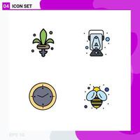 Set of 4 Modern UI Icons Symbols Signs for game timer mardi gras oil machine Editable Vector Design Elements