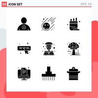 User Interface Pack of 9 Basic Solid Glyphs of transportation avatar color captain web Editable Vector Design Elements