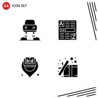 Universal Icon Symbols Group of 4 Modern Solid Glyphs of car location browser internet box Editable Vector Design Elements