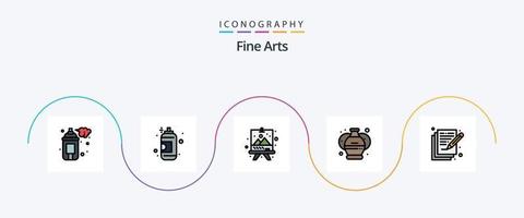 Fine Arts Line Filled Flat 5 Icon Pack Including . write. pottery. arts. poetry vector