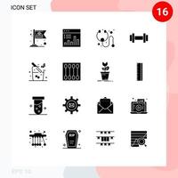 16 Creative Icons Modern Signs and Symbols of food weight monitoring training gym Editable Vector Design Elements