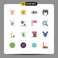 Pack of 16 Modern Flat Colors Signs and Symbols for Web Print Media such as design file dumbbell men movember Editable Pack of Creative Vector Design Elements