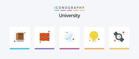 paquete de iconos de 5 planos universitarios que incluye el tiempo. idea de estudio enviar. ligero. bulbo. diseño de iconos creativos vector