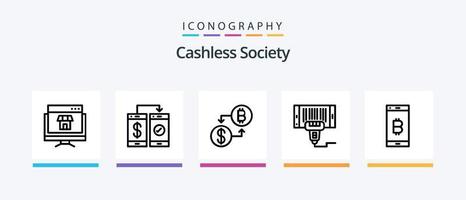 Cashless Society Line 5 Icon Pack Including cashless. banking. money. payment. credit. Creative Icons Design vector