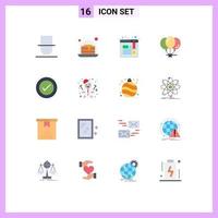 Pack of 16 creative Flat Colors of wireframe ui browser layout celebration Editable Pack of Creative Vector Design Elements