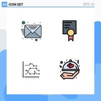 Universal Icon Symbols Group of 4 Modern Filledline Flat Colors of email diagram certificate analytics trends Editable Vector Design Elements