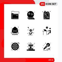 Set of 9 Modern UI Icons Symbols Signs for messages email scary letter liquid Editable Vector Design Elements