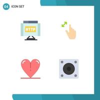 Pictogram Set of 4 Simple Flat Icons of domain heart link interface spring Editable Vector Design Elements