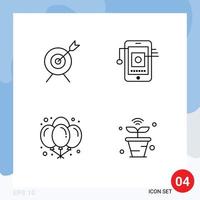 Stock Vector Icon Pack of 4 Line Signs and Symbols for target celebration mobile network internet Editable Vector Design Elements