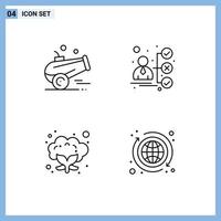 Set of 4 Modern UI Icons Symbols Signs for cannon food ramadan portfolio banking Editable Vector Design Elements