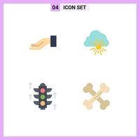 Mobile Interface Flat Icon Set of 4 Pictograms of alms server cloud sun bones Editable Vector Design Elements