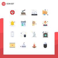 User Interface Pack of 16 Basic Flat Colors of bell multimedia factory internet cloud Editable Pack of Creative Vector Design Elements