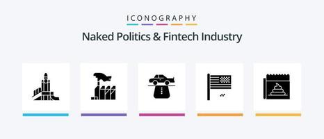 política desnuda y paquete de iconos de glifo 5 de la industria fintech, incluido el declive. sueño americano. interés. comodidad. auto. diseño de iconos creativos vector