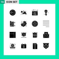 paquete de iconos de vector de stock de 16 signos y símbolos de línea para elementos de diseño de vector editables de deporte de oreja de calendario de alfombra bloon